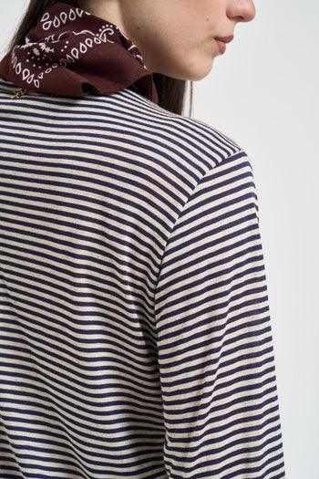 Maglia donna a righe bianca e blu - 4
