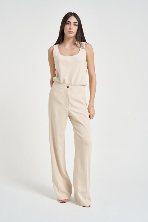 Top donna girocollo panna