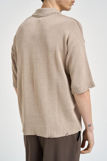 Polo uomo in maglia beige - 4