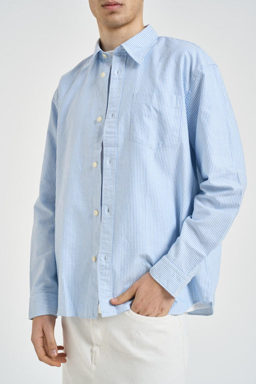 Camicia uomo a righe celeste - 2