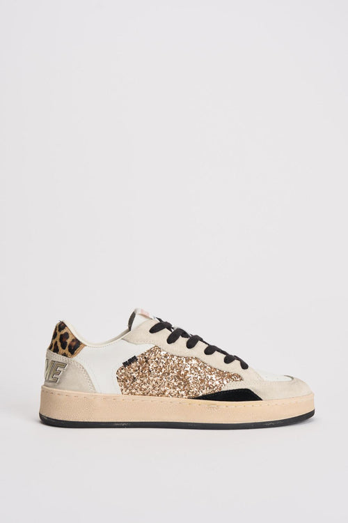 Sneakers donna bianca e glitter dorati