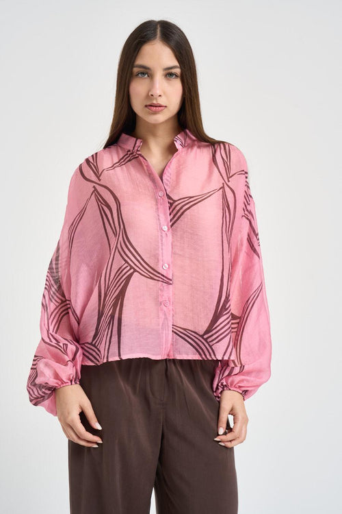 Camicia donna floreale rosa