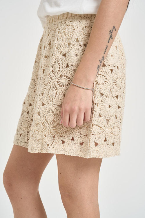 Shorts donna in crochet ecru - 2