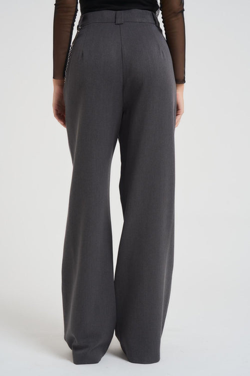 Pantalone donna a palazzo grigio scuro - 2