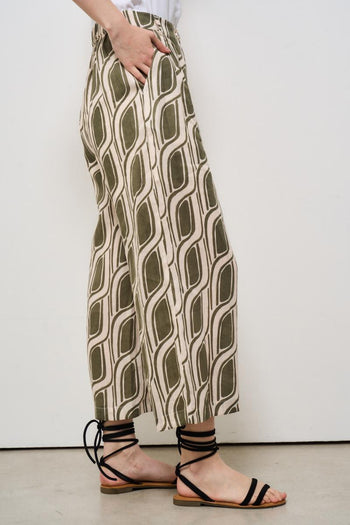 Pantalone donna in fantasia verde - 4