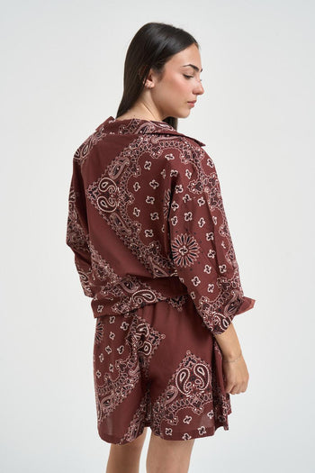 Abito donna fantasia bandana vino - 4