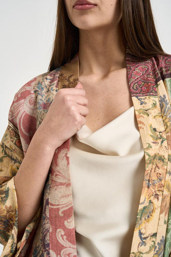 Kimono donna con stampa patchwork multicolor - 3