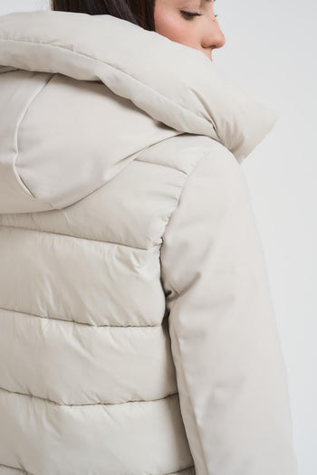 Giacca donna collo alto e cappuccio panna - 6