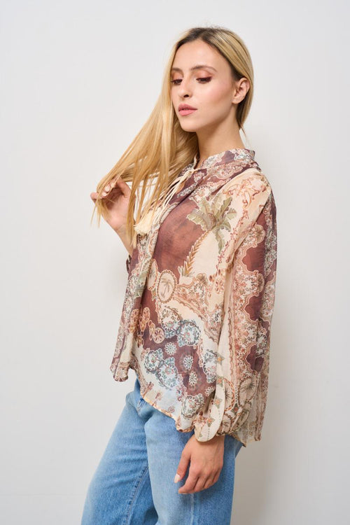 Blusa donna fantasia marrone - 2