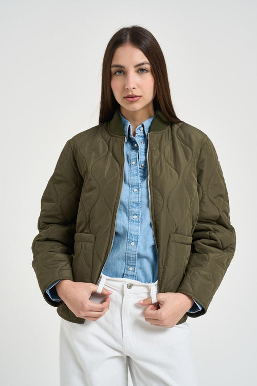 Bomber donna trapuntato verde