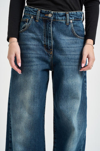 Jeans donna wide leg in denim sfumato - 6