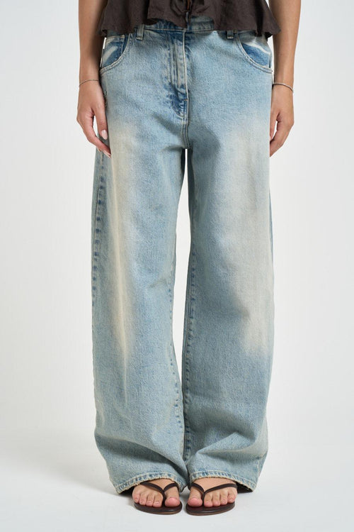Jeans donna wide leg in denim chiaro - 1