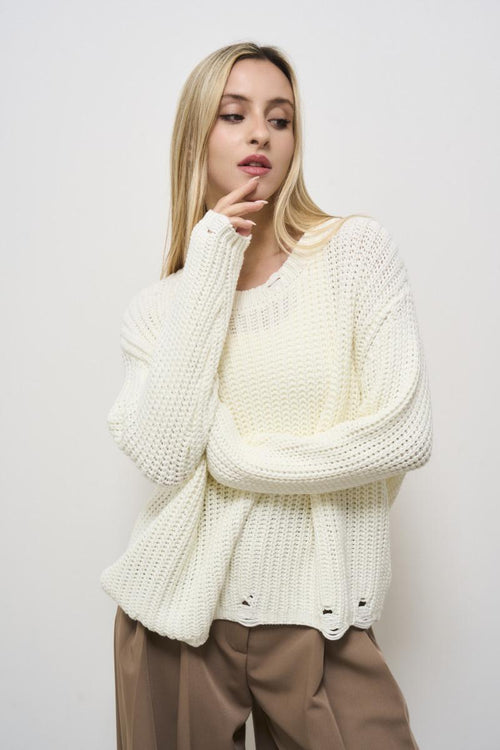 Women's white crew neck sweater