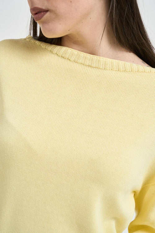 Maglia donna scollo a barca gialla pastello - 2