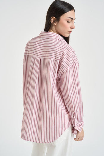 Camicia donna a righe rosa - 3