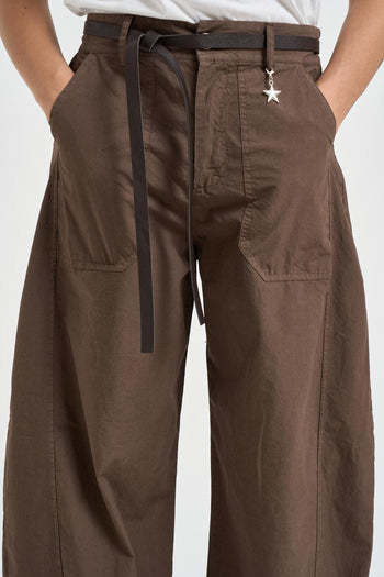 Pantalone donna barrel fit marrone - 6