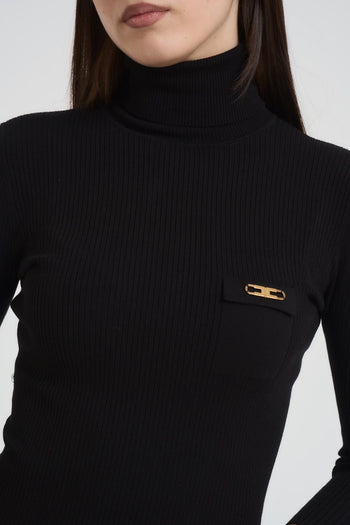 Abito donna collo alto nero - 4