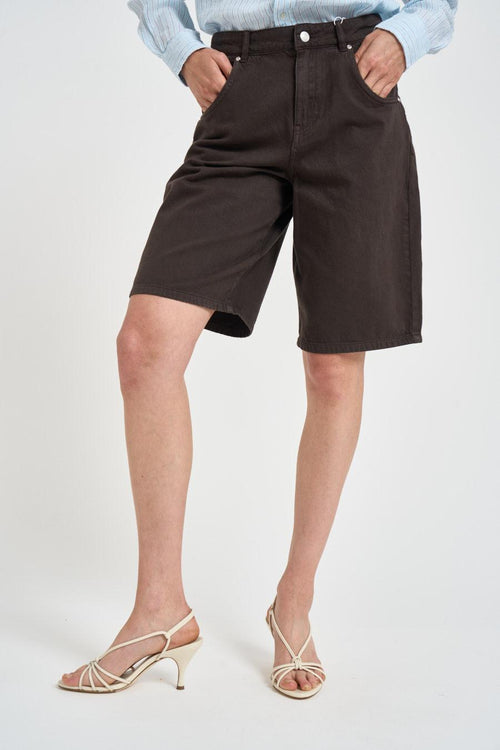 Bermuda donna in denim moro - 1
