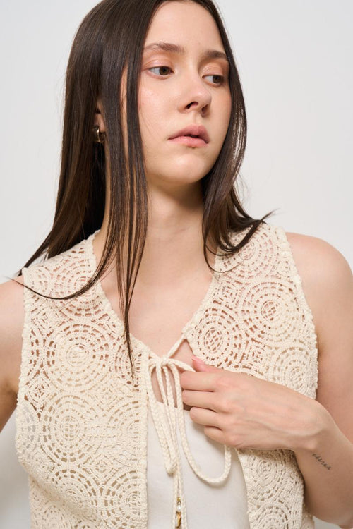 Giacca donna traforata ecru - 2