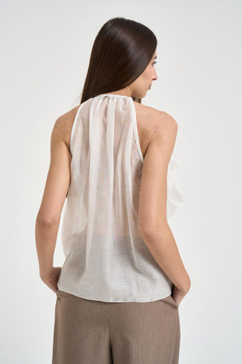 Top donna con volant bianco - 3