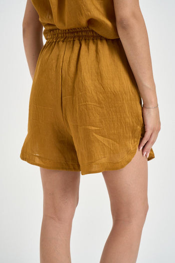 Shorts donna fluidi ocra - 3
