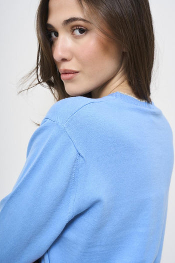 Maglia donna girocollo celeste - 4