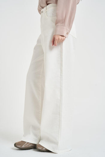 Jeans donna wide-leg in denim bianco - 3