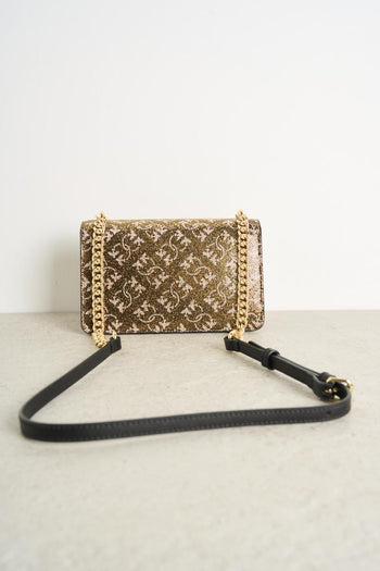 Borsa donna a tracolla Mini love con strass monogram - 6