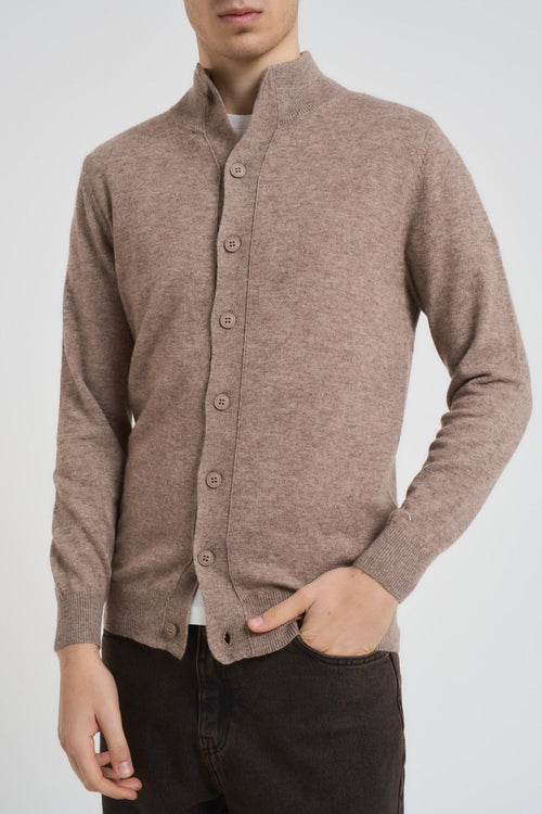 Cardigan uomo mezzo collo tortora