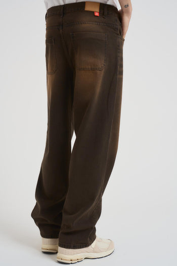 Jeans uomo in denim slavato marrone - 5