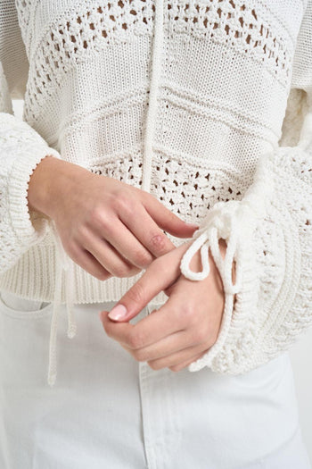 Maglia donna in crochet bianca - 3