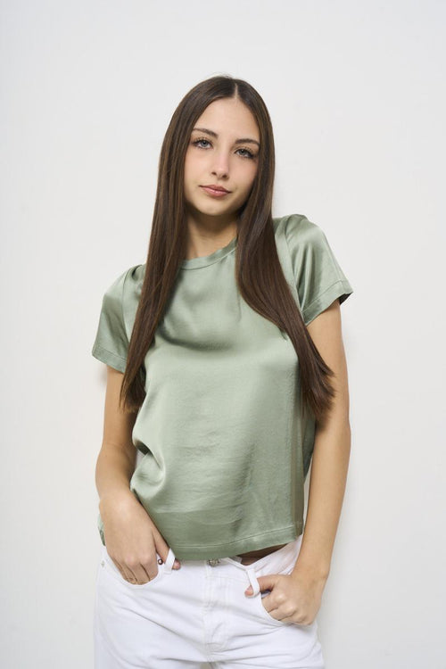 T-shirt donna satinata salvia