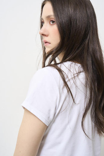 White women's t-shirt written "bonjour" - 3