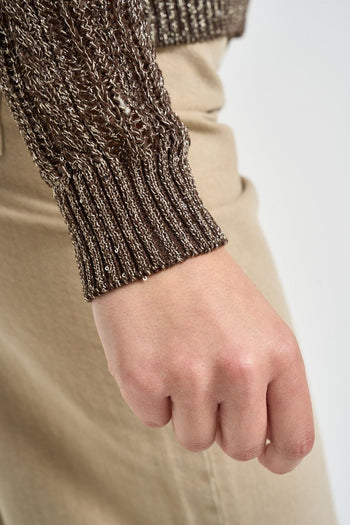 Maglia donna in lurex tortora - 5