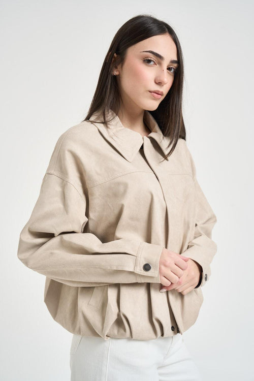 Giubbotto donna vita arricciata beige - 2