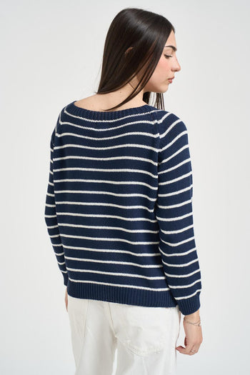 Maglia donna a righe blu - 4