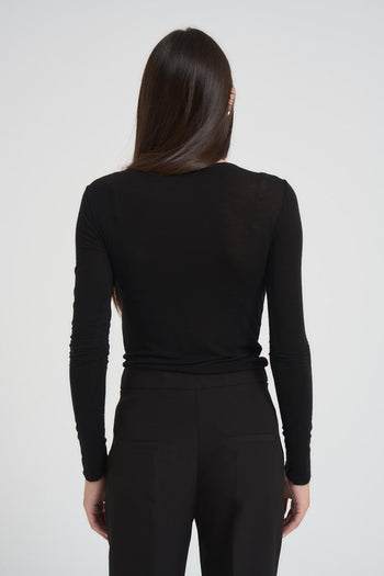 T-shirt donna girocollo nero - 5