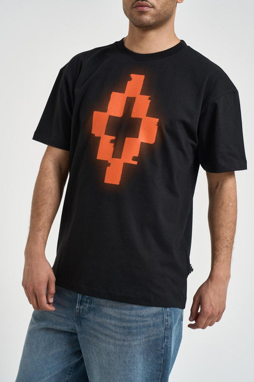 T-shirt uomo girocollo nera con stampa