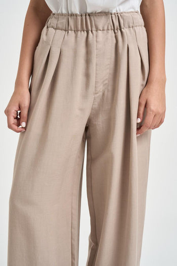 Pantalone donna con pinces beige - 5