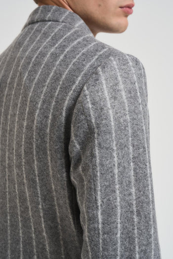 Giacca uomo doppiopetto gessata grigia - 8