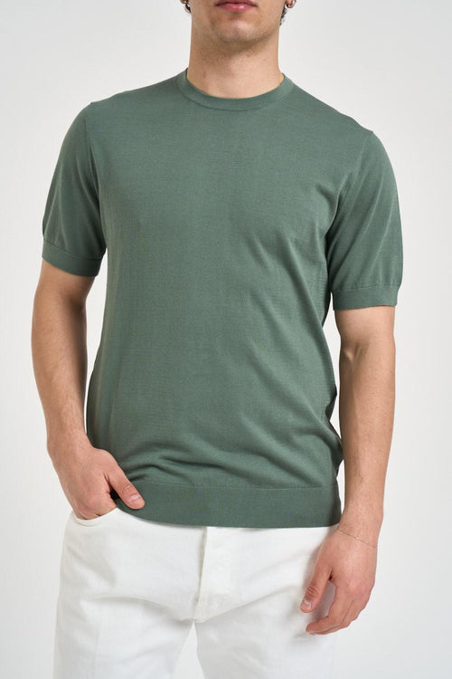 T-shirt uomo in maglia verde salvia
