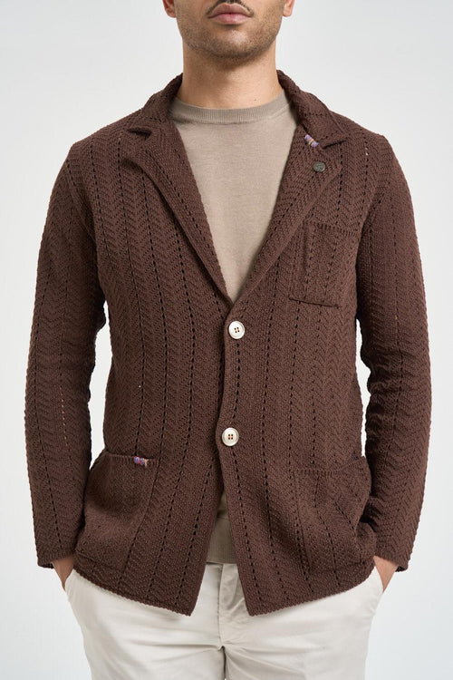 Giacca uomo in maglia marrone - 2