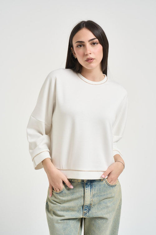 Felpa donna girocollo bianca