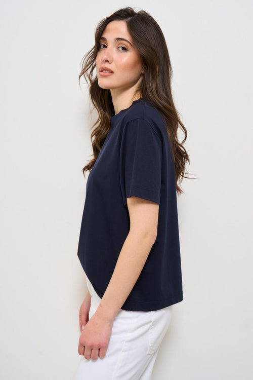 T-shirt donna blu girocollo - 2