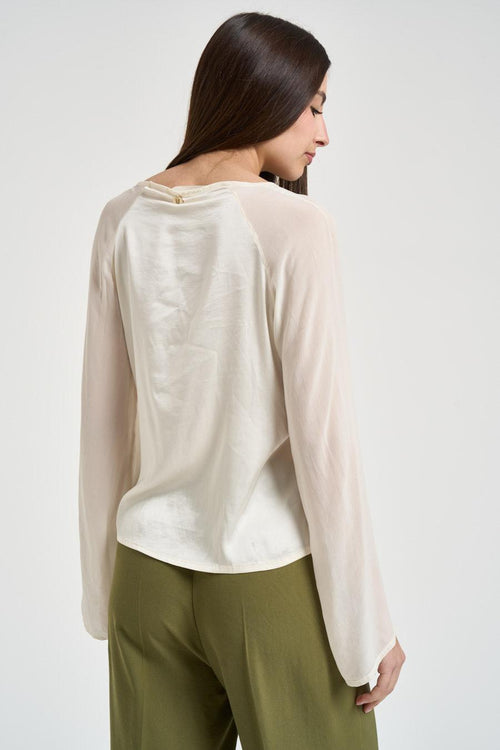 Blusa donna manica svasata avorio - 2