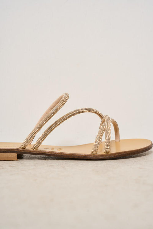 Sandalo donna con strass dorati - 2