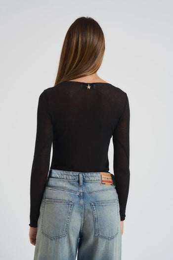 Maglia donna semitrasparente nera - 3