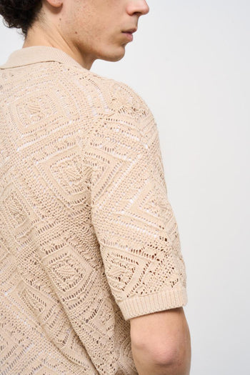 Camicia uomo traforata beige - 6