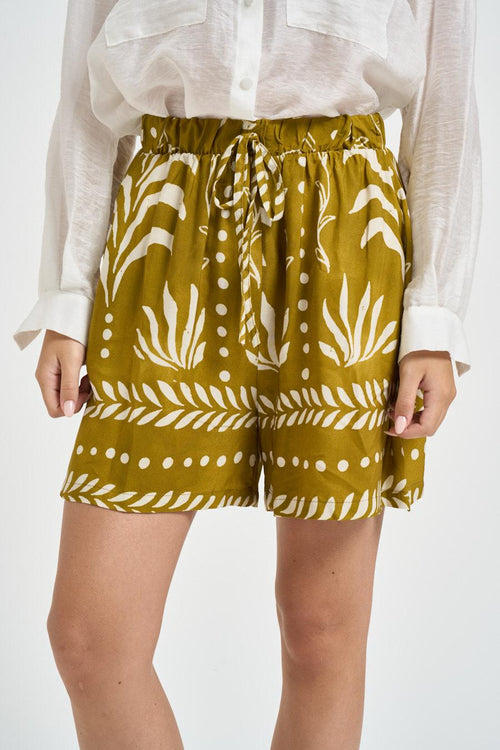 Short donna fantasia floreale lime - 2