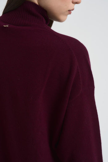 Maglia donna collo alto bordeaux - 4